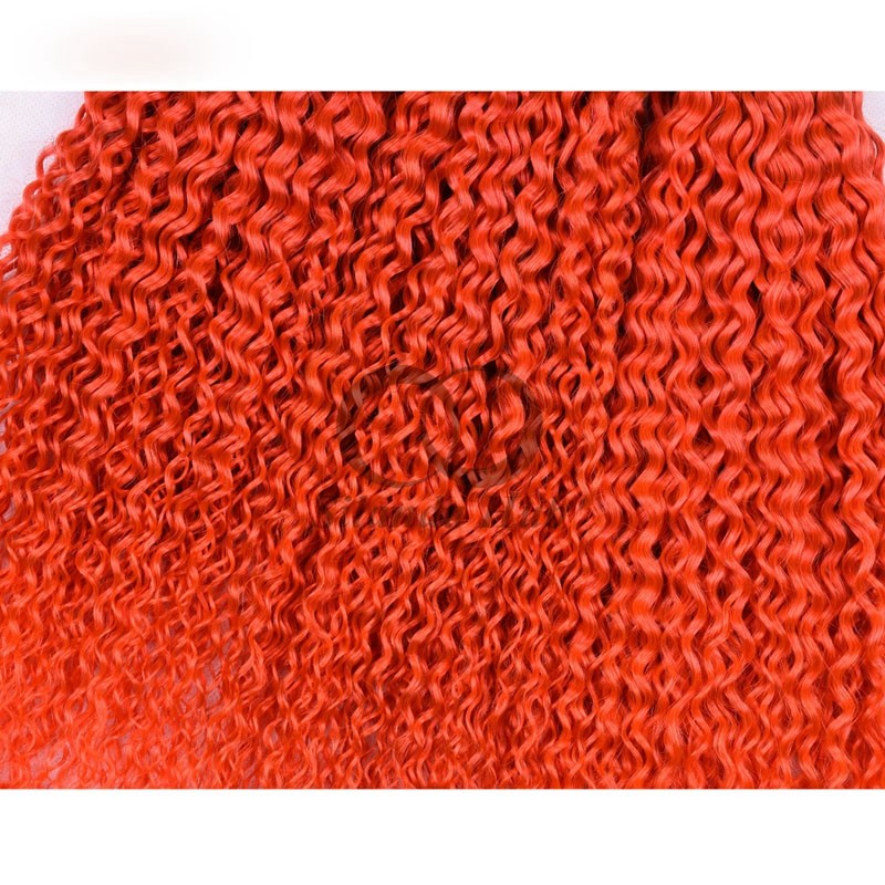 #T1B/Orange Red Kinky Curly Remy Human Hair Bundles Sew In Weave Bundles Brazilian Bundle Deals