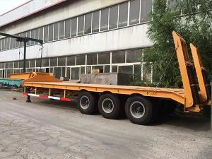 Quality 80000kg Semi Trailer Transport Yellow Semi Lowbed Trailer wholesale