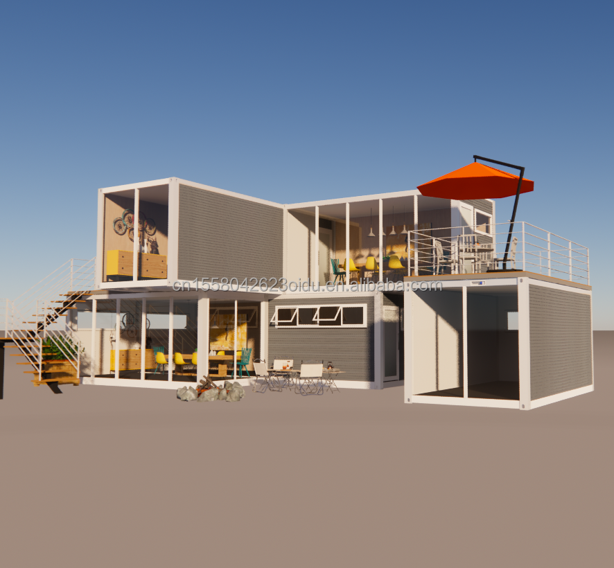 Hotel Prefabricated Foldable Container Shop With Steel Frame Galvanized Steel Bending 180g Material
