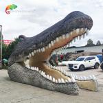 Waterproof Fibreglass Life Size Animals Fiberglass Crocodile Head Door