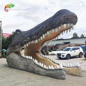 Quality Waterproof Fibreglass Life Size Animals Fiberglass Crocodile Head Door Decoration wholesale