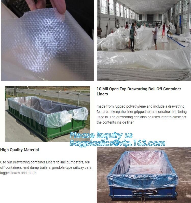 Dumpster 6Mill Open Top Roll Off Drawstring Container Liners,Open Top Drawstring 6 Mil Roll Off Container Liners, BAGEAS