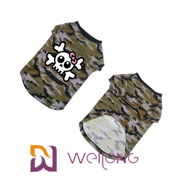 Poly Camo Skull Halloween Pet T Shirt for Dog 100% Poly Jersey 180G