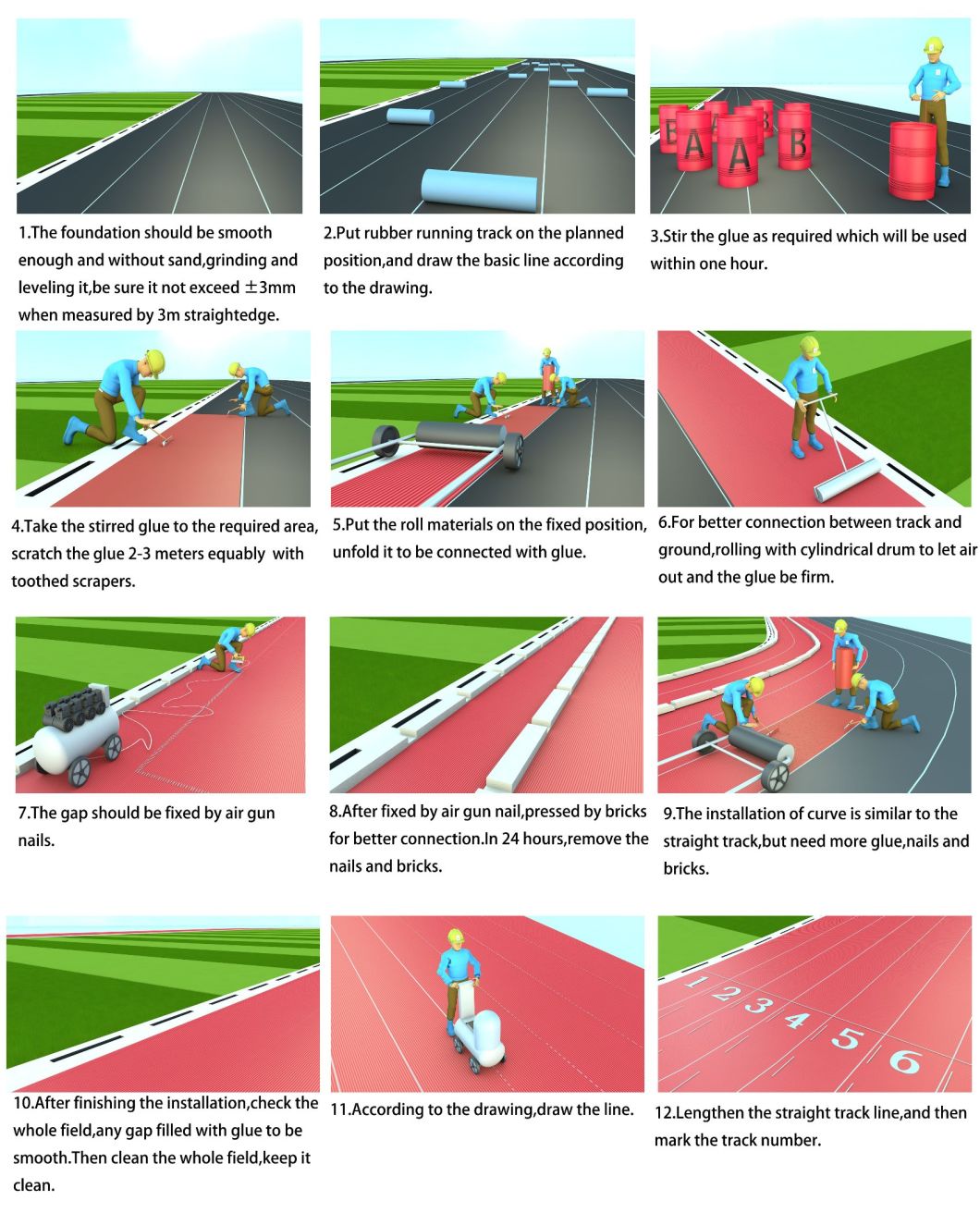 Recycled 13mm Stadium Jogging Track 10 Years Tartan Running Track