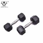 Gym Crossfit Black Rubber Hex Dumbbell for Workouts