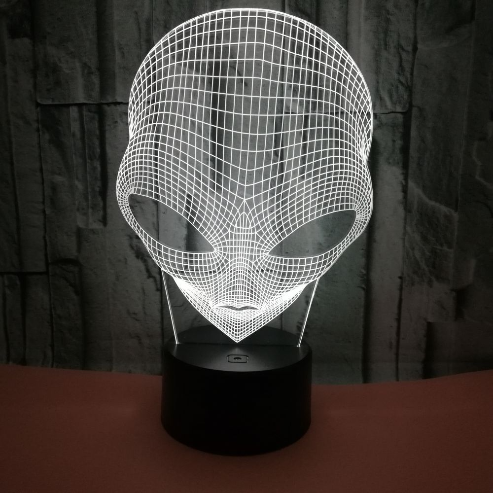 Martian shape OEM company logo 7 color 3D touch night light USB desktop colorful small table lamp