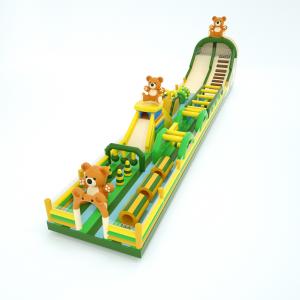 Quality Commercial Bear Inflatable Obstacles Course Green Yellow 30*5*8m wholesale