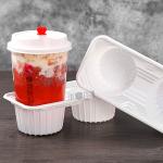 Disposable PP Plastic Cup Carrier Tray Takeaway Leakproof For Milk Tea