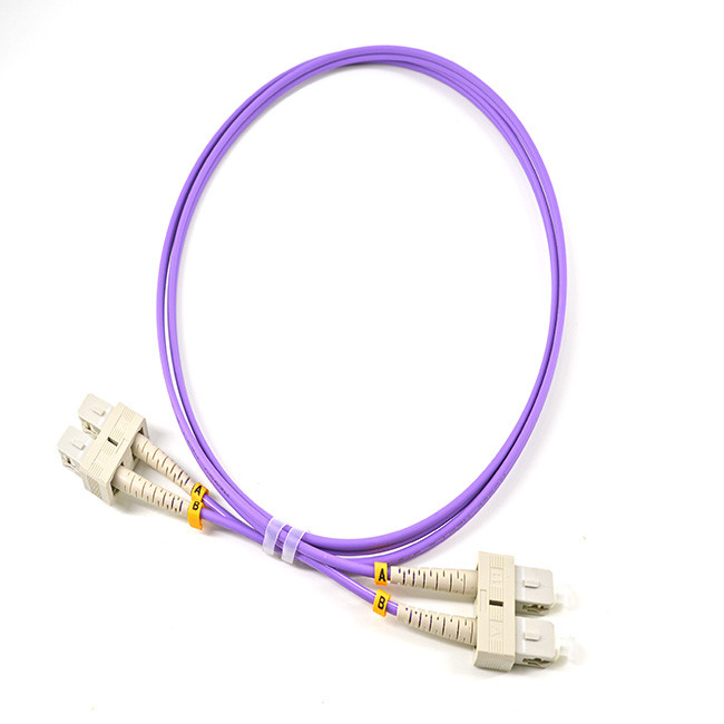SC Patch Cord Optical Fiber Duplex 2.0mm LSZH OFNR Multimode OM4 Purple