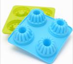 Safe Four Cups Silicone Baking Molds Flower Molds For Cakes , Cooking