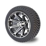 12 Inch Machined Black Wheel And 215/35-12 Tire Assembly No Lift Required