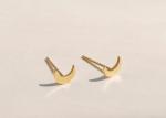 Crescent Shape 9K Gold Earrings 6MM Dimension ODM For Party Gift