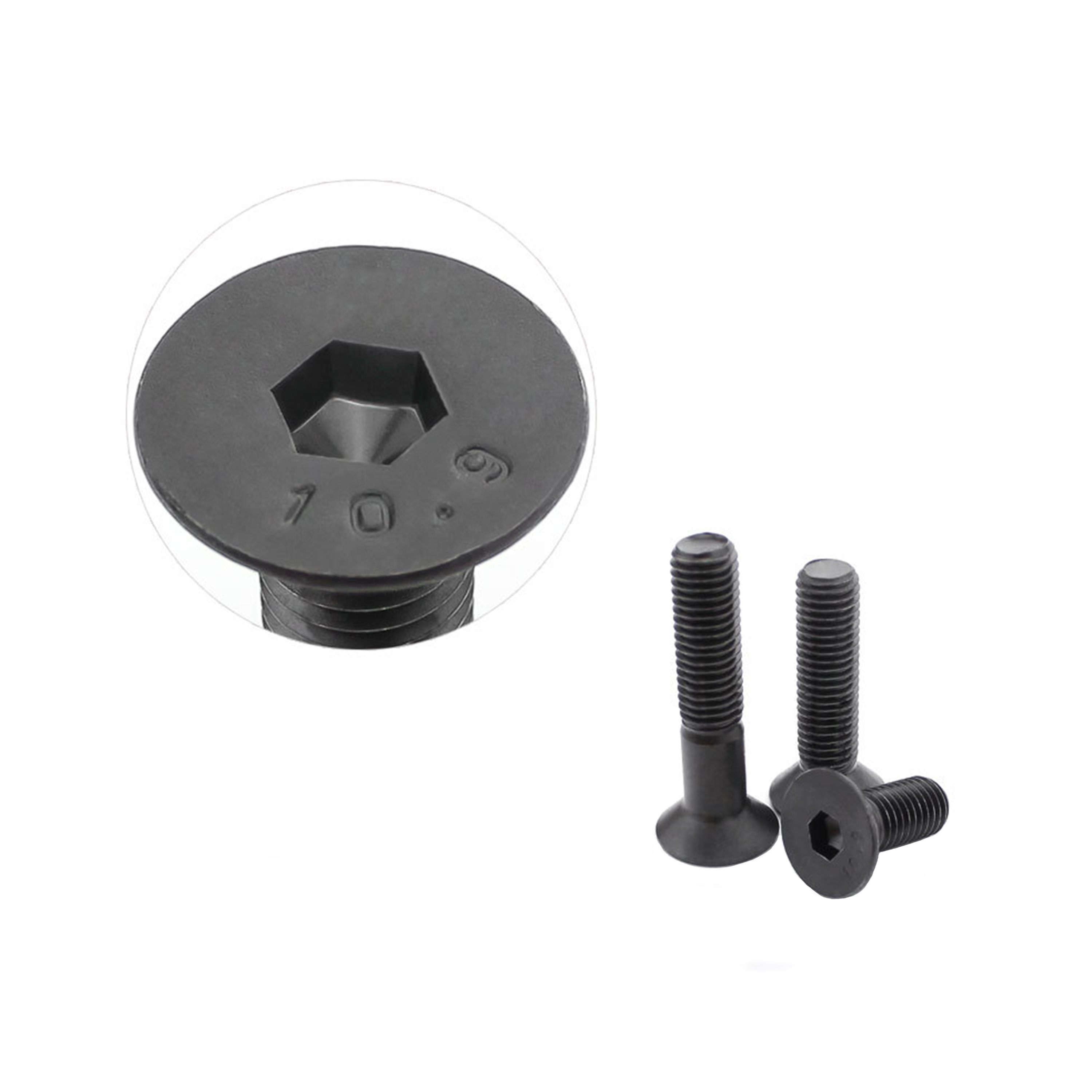 100% QC Tested Blackened Carbon Steel Din7991 Grade 10.9 Hex Socket Flat Countersunk Head Bolts