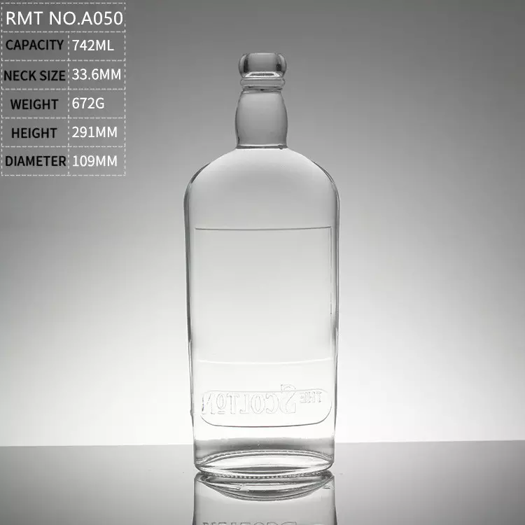 700ml Pewter Metal Labels Rum Whisky Vodka Gin Spirits Glass Wine Bottle Empty Bottle Of Whisky