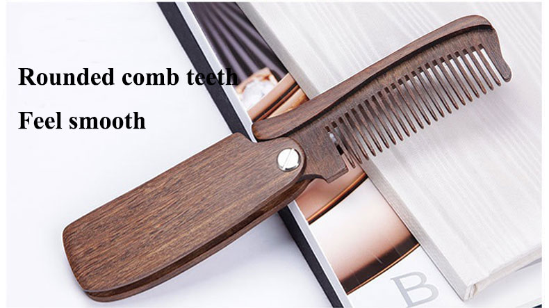 Black Walnut Handle Folding Wood Comb Beard Folding Comb 18.5*3.6cm