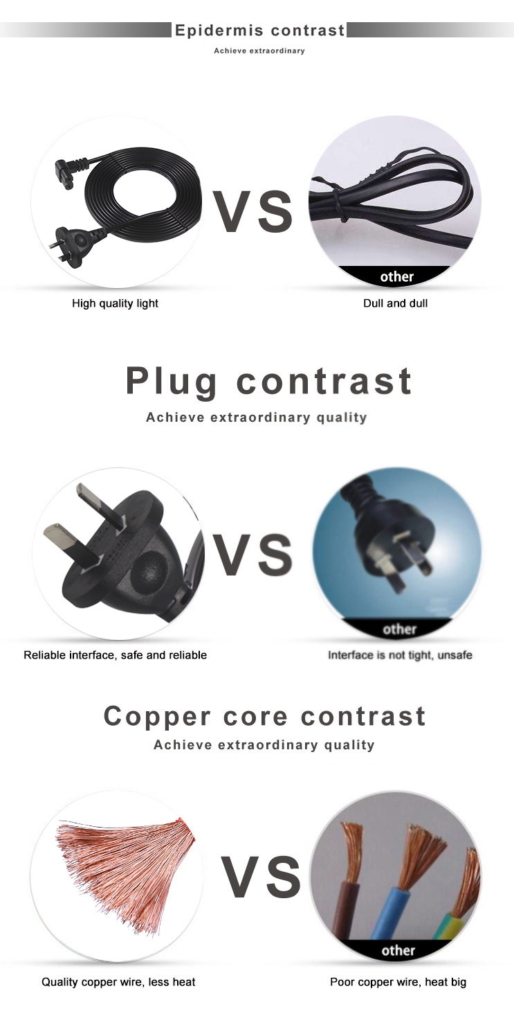 AU 2P Plug to IEC60320 C7 Power Cord SAA Certified 250V 7.5A Flat Cable PVC Jacket Pure Copper for Laptop/Home Appliance