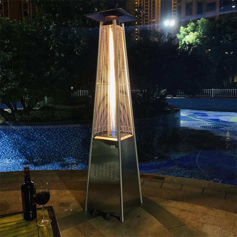 Style Glass Tube Outdoor Gas Heater with Stainless Steel Construction and Propane Fuel