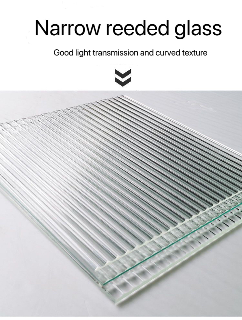 Decorative Tinted Tempered Clear Float Glass Narrow Reeded 2mm For Building