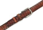 Men's Large Metal Buckle Hollow Wide Waist Belt Genuine Leather 1.5 Inches Wide