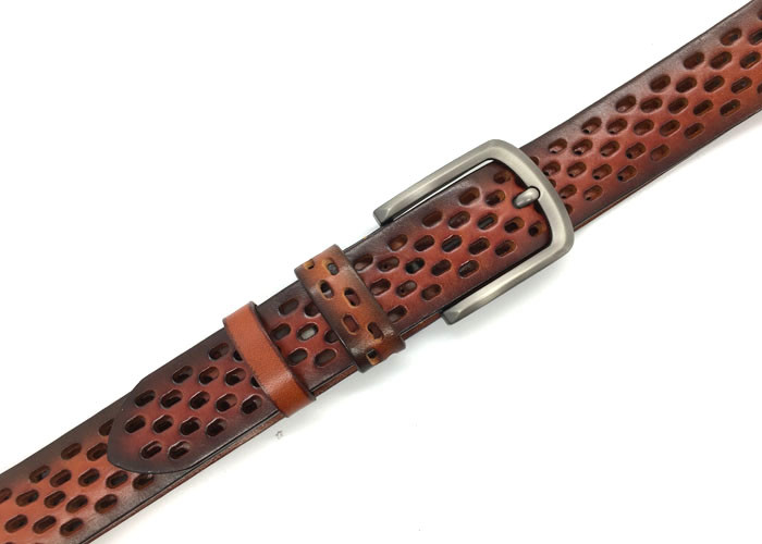 Hollow Out 3.8cm Mens Casual Waist Belt With Pin Buckle