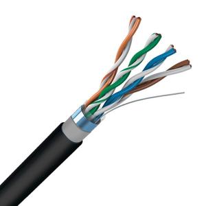 Quality Outdoor CAT5E FTP PE+PVC Cable 0.50mm Bare Copper Black Solid 1000ft wholesale