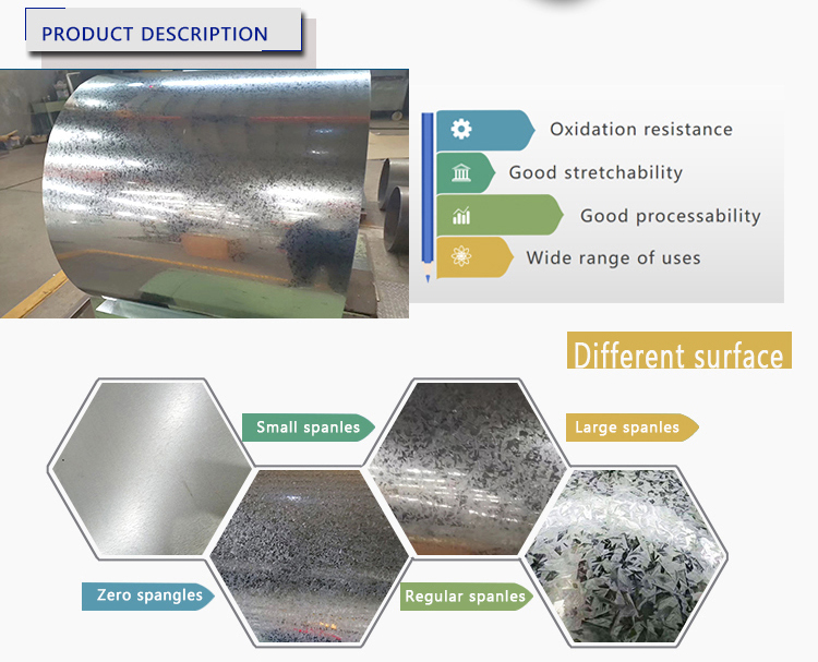 Galvanized Coil Dx51d SGCC z30-275g 0.12mm-4.0mm Customized Thickness Zero Spangle Iron Sheet in Roll/Coil for Furniture