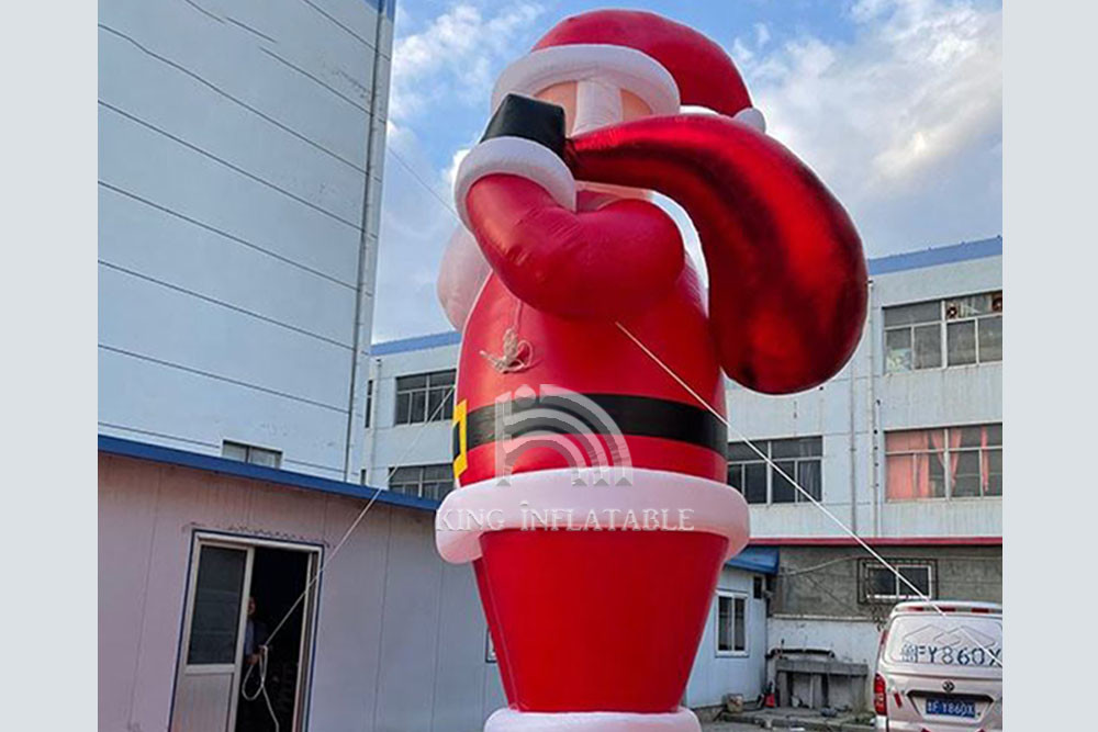 Giant Inflatable Santa Claus With A Gift Bag Christmas Decorations Outdoor
