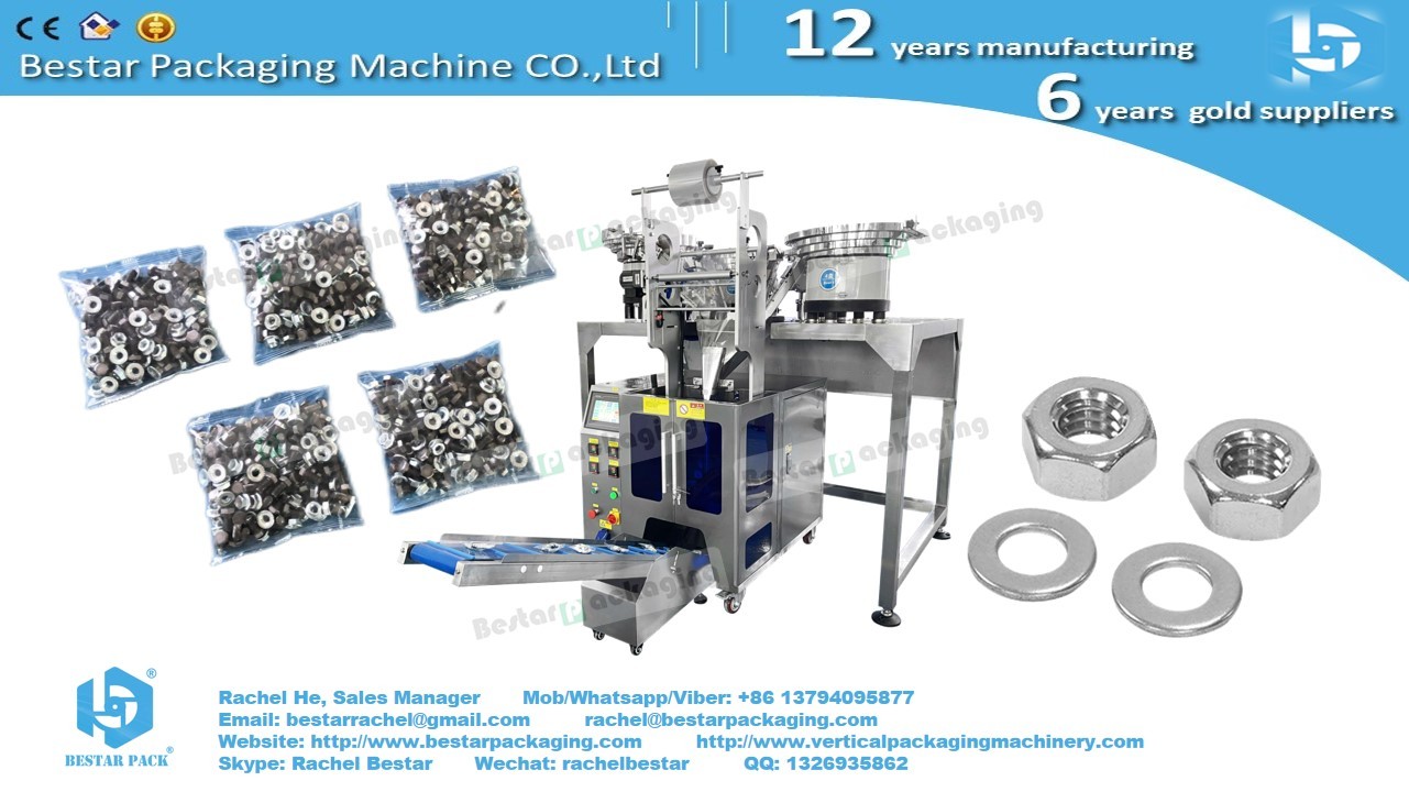 Doors and windows fitting hardware counting packing machine with 4 bowls and feeding belt