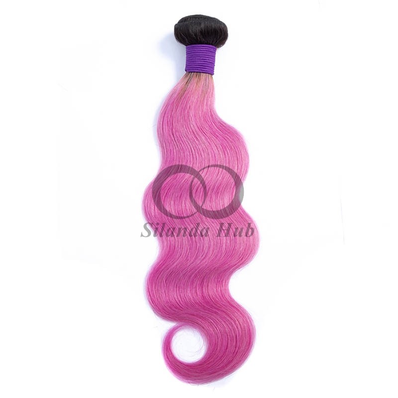 #T1B/Pink Body Wave Remy Human Hair Bundles Sew In Weave Bundles Brazilian Bundle Deals