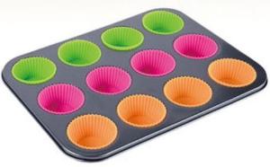 Quality China Supplier heavy carbon steel bakeware 230C Heat-resistant baking tin with silicone cups muffin pan wholesale