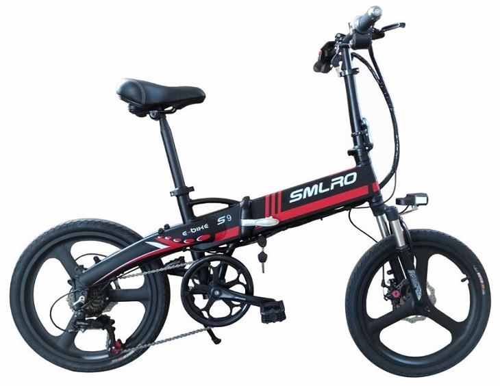 Blue Folding 20 Inch Electric Bike 48V 10AH 350W Height Adjustable