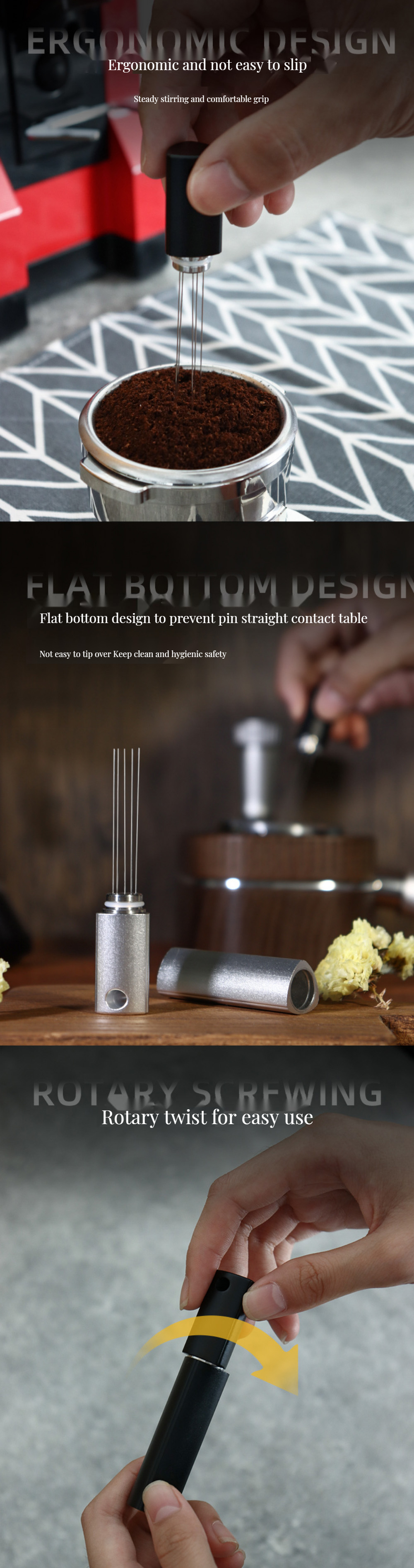HIGHWIN Modern 0.4mm 5 Needles Espresso Distribution Tool for Black Coffee Powder Filter