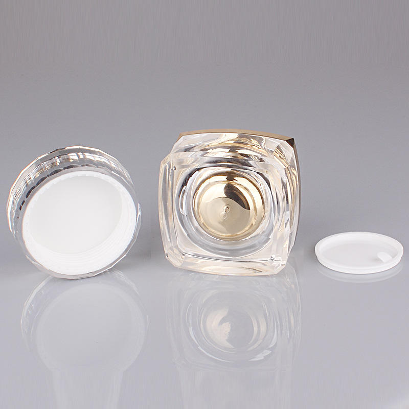 Yellow Round Acrylic Plastic Luxury Face Cream Cosmetic Packaging Containers 30g 50g