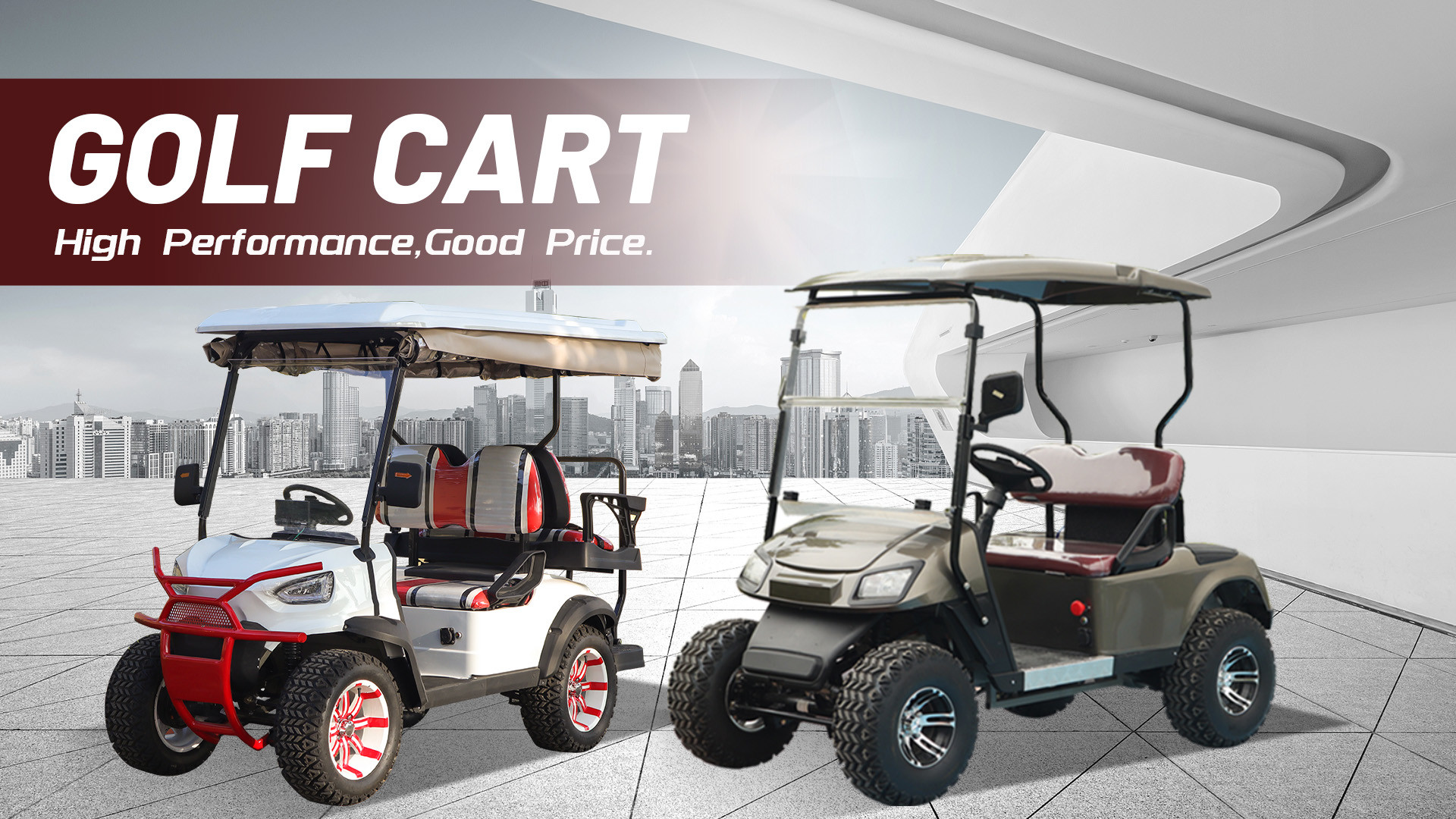 Yellow color 2 Rows 4 Seater Off-Road Golf Cart Customizable Color With Front Windshield