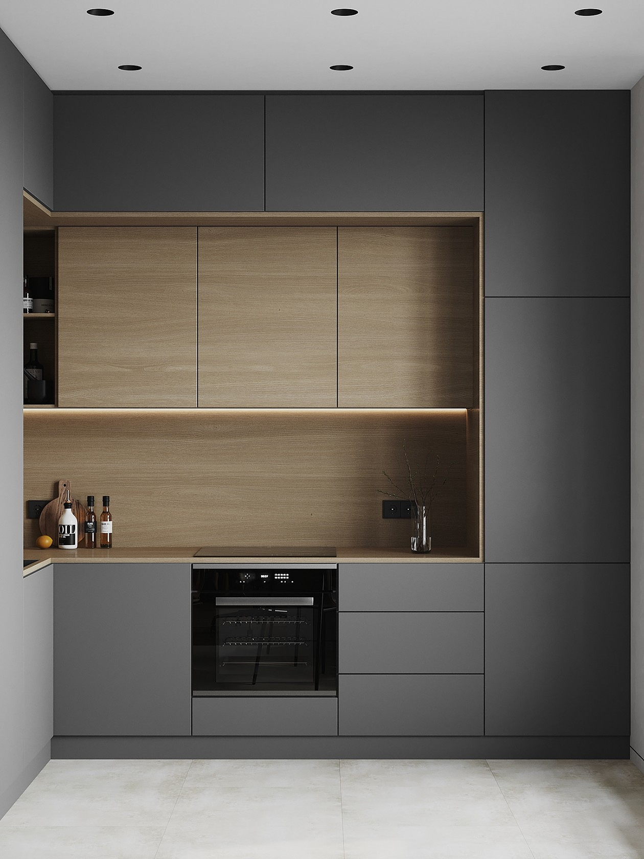Melamine Board Island Modular Kitchen Cabinets Modern Design Australia Standard Black