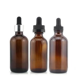 Quality 120ml Empty Amber Glass Bottles 4 Oz Boston Round Glass Bottles For Oil Products wholesale