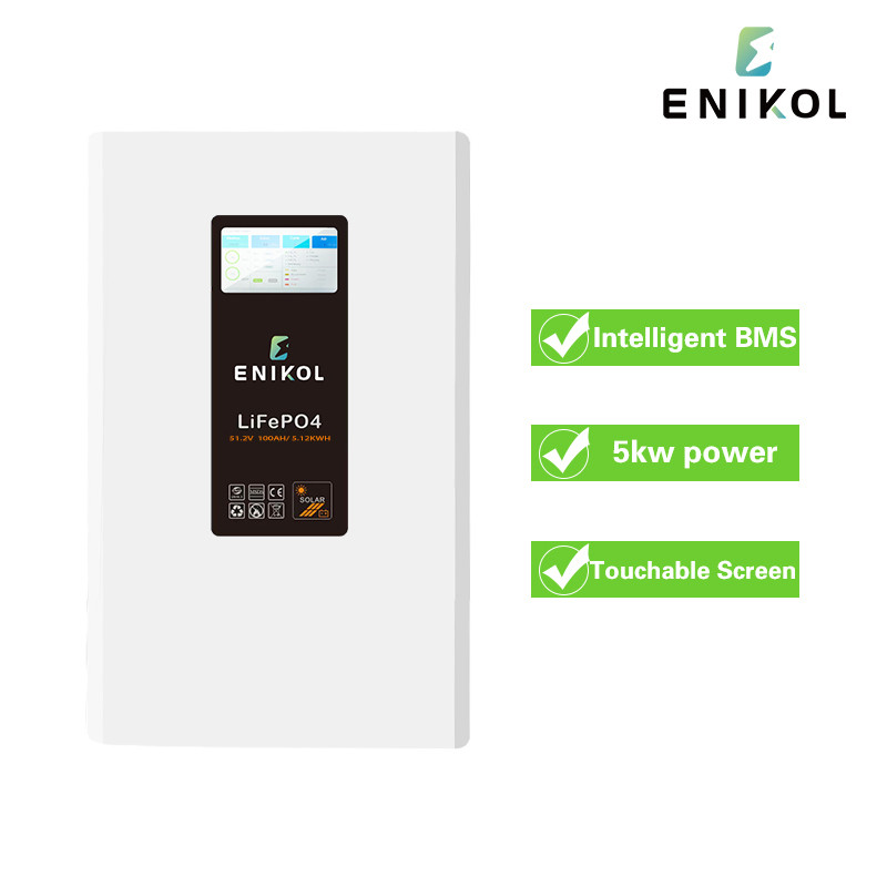Touchscreen Wall Mounted LiFePo4 200AH 51.2V Lithium Iron Phosphate Battery For Energy Storage