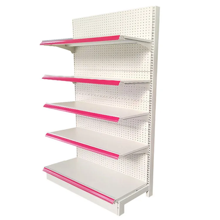 Factory Custom Size Color logo supplier metal supermarket shelf grocery shelves gondola rack