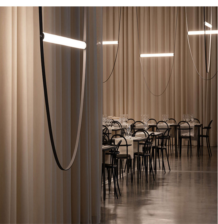 Postmodern Leather Belt Chandelier Living Room Villa Building Coffee long Chandelier(WH-MI-383)