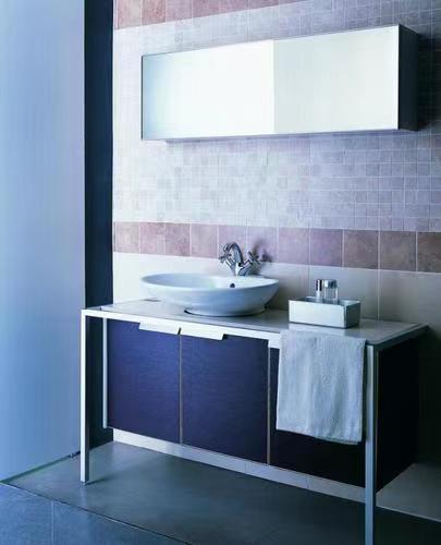Width 38-46 in Modern Style Navy Blue Bathroom Vanity Cabinet with Mirror Wall Mount