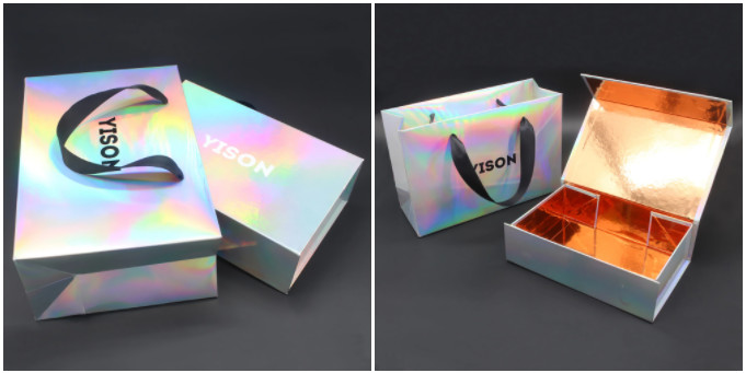 Luxury Glitter Iridescent Paper Cosmetic Gift Packaging Boxes