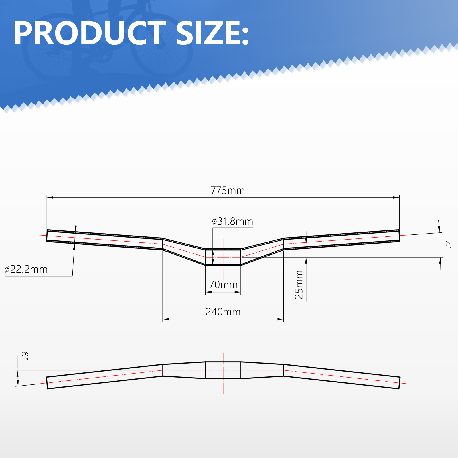 SAVA Bike And Cycle Accessories , 31.8mm 780mm Flat Mtb Handlebars