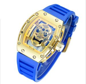 Quality Fancy Silicone Wrist Watch , Metal Quartz Wrist Watch , Skeleton Watch dial Japan Movement Waterproof Men Watch wholesale