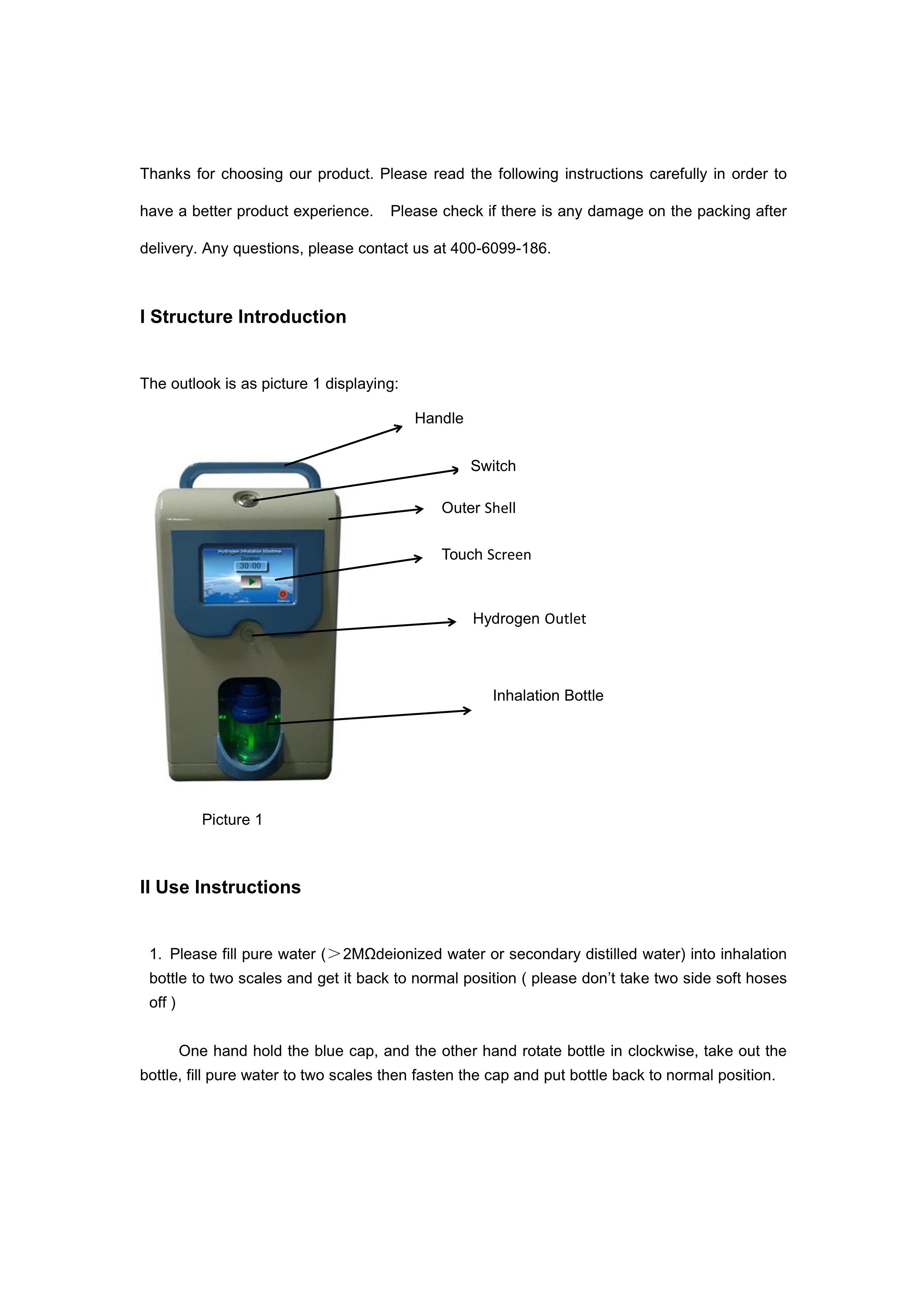 Home Health Care Hydrogen Breathing Device with 3L Water Consumption and 99% Purity