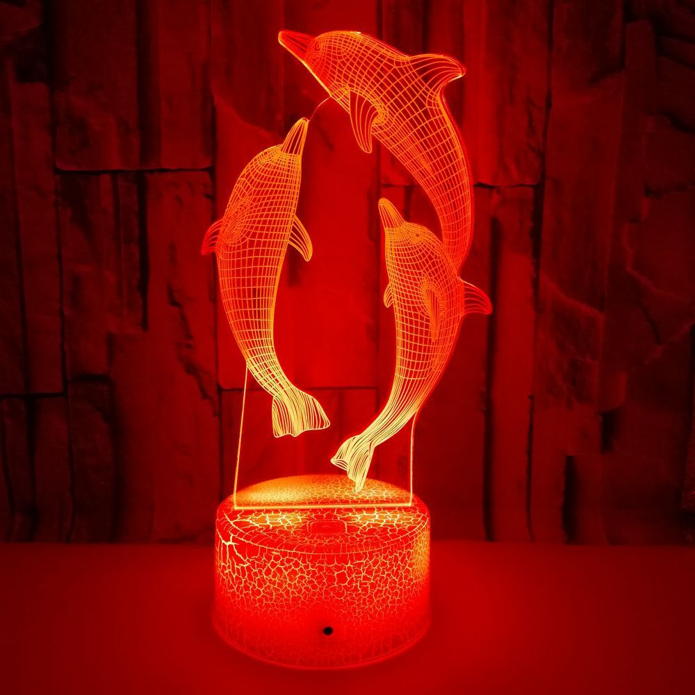OEM animal shape Dolphin 3D Lights Holiday Gifts Colorful Remote Control LED Stereo Visual Lights