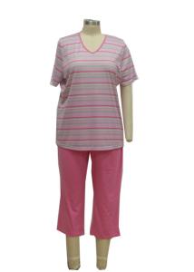 Quality Fashion Ladies Pajama Sets Yarn Dyed Pink Striped Pyjamas Breathable wholesale