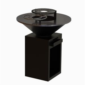 Quality Black Painting Round Corten Steel BBQ Grill Fireplace 1330*500*1000mm wholesale