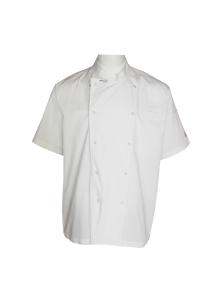 Quality 240 GSM 100% Cotton Chef Uniform Half Sleeve Coat White Wrinkle Free Anti Stain wholesale
