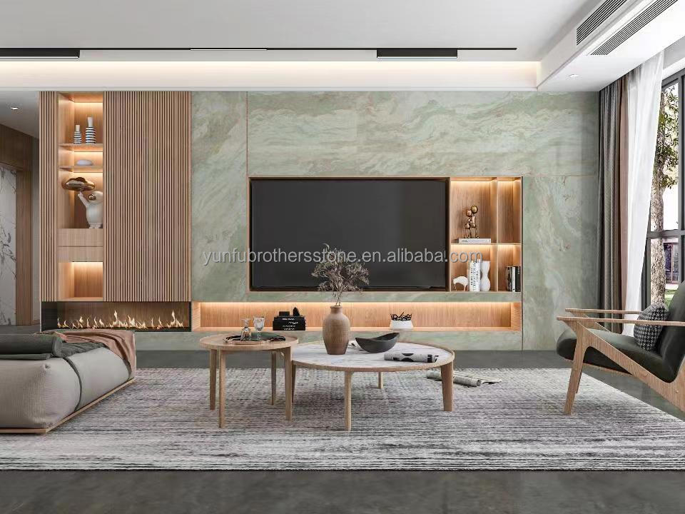 Modern Design Style Big Slab Green Jade Onyx Marble Stone for Bathroom Wall and Table
