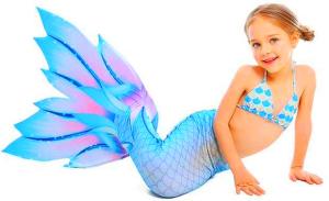 Quality Beauty Flower Fin Swimmable Mermaid Tails For Girls , High Elasticity Fabric Mermaid Tail wholesale